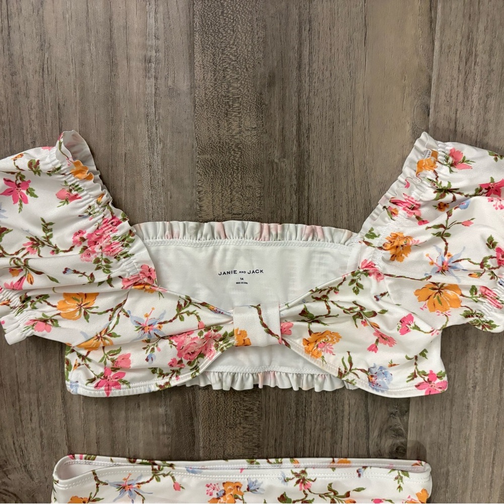 Janie and Jack Floral Two-Piece Bikini Set | Girls Size 14 - Picture 5 of 9